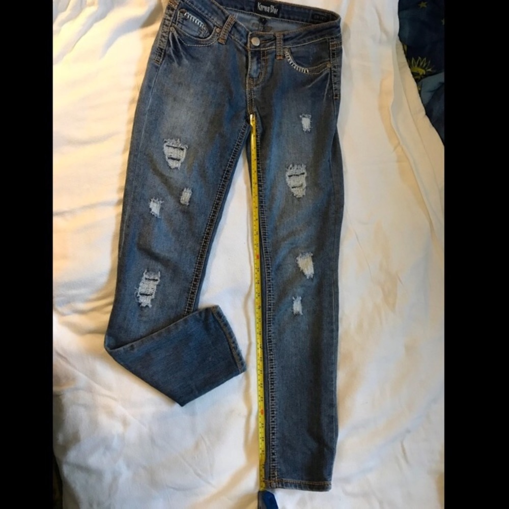 Karma Blue distressed skinny jeans